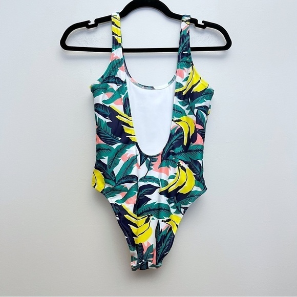 Chubbies Multi Color Tropical Banana Leaf Scoop Open Back One Piece Swimsuit - Picture 4 of 8
